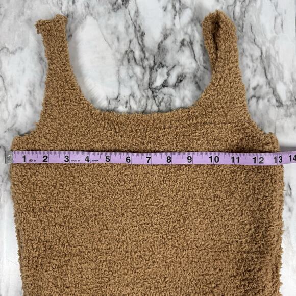 Skims Cozy Light Brown Cropped Tank Top Womens Medium Fuzzy Soft Stretch - Picture 5 of 6